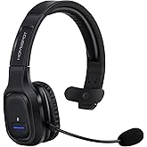 HomeSpot JM100 Trucker Bluetooth Headset with AI Noise Canceling, Wireless Headset with Rotatable Microphone and Big Mute Button, 34 Hrs Talk Time for Trucking, Home Office, Call Center