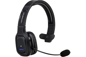 HomeSpot JM100 Trucker Bluetooth Headset with AI Noise Canceling, Wireless Headset with Rotatable Microphone and Big Mute Button, 34 Hrs Talk Time for Trucking, Home Office, Call Center
