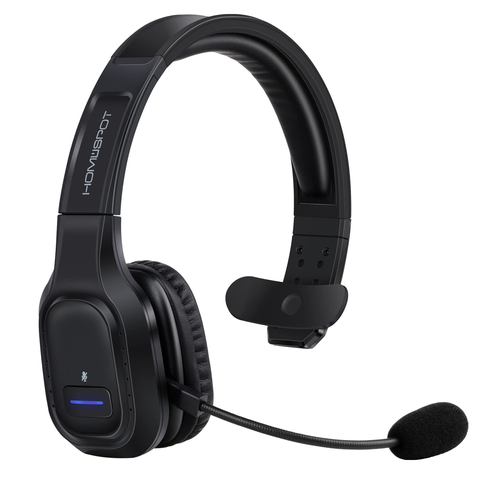 Photo 1 of HomeSpot JM100 Trucker Bluetooth Headset with AI Noise Canceling, Wireless Headset with Rotatable Microphone and Big Mute Button, 34 Hrs Talk Time for Trucking, Home Office, Call Center