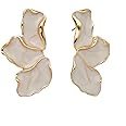 Irregular Petal Earring For Women Stainless Steel Unique Statement Flower Dangle Earrings Trendy Jewelry Gift