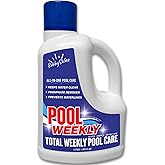 4-in-1 Weekly Pool Treatment - Pool Chemicals, Phosphate Remover, Pool Clarifier, Enzyme Treatment + Waterline Cleaner, Perfect Clarity Finish, Saltwater Safe, 3 Liter (101.5 fl oz) - BubbyShine