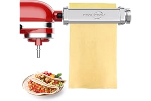 Pasta Roller Attachment for KitchenAid Stand Mixer, Stainless Steel Psata Attachment for KitchenAid Stand Mixer, Roller Pasta Maker Attachment with 8 Adjustable thickness knob by Coolcook