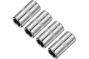 uxcell 4 Pcs 1/4-Inch Drive 8mm 6-Point Shallow Socket, Metric, Steel with Chrome Plated