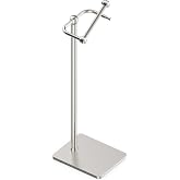 RUACQ Bathroom Toilet Paper Holder Stand, Brushed Nickel | Dual-Post Pivoting Free Standing Toilet Roll Holder with Weighted Base, Anti-drop Design 304 Stainless Steel Tissue Stand