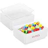 OMISTAR 24 PCS Plastic Art Clear Trays - 11 x 8.3 x 1.2 Inches Flat Storage Tray Serving Organizer Trays, Stackable Bins for Painting Beads Office DIY Projects