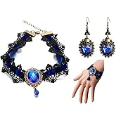 Qrettie Choker Necklace for Women Gothic Black Lace Necklace for Halloween Punk Steampunk Costume Party Retro Lolita Victorian Choker Halloween Vampire Pendant Chain