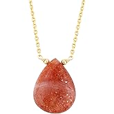 Shivangi Gems Natural Gemstone Pendant Necklace Lightweight Crystal Necklace Handmade Jewelry Unique Everyday Wear Jewelry For Women Gold Plated Adjustable Chain 18 inch