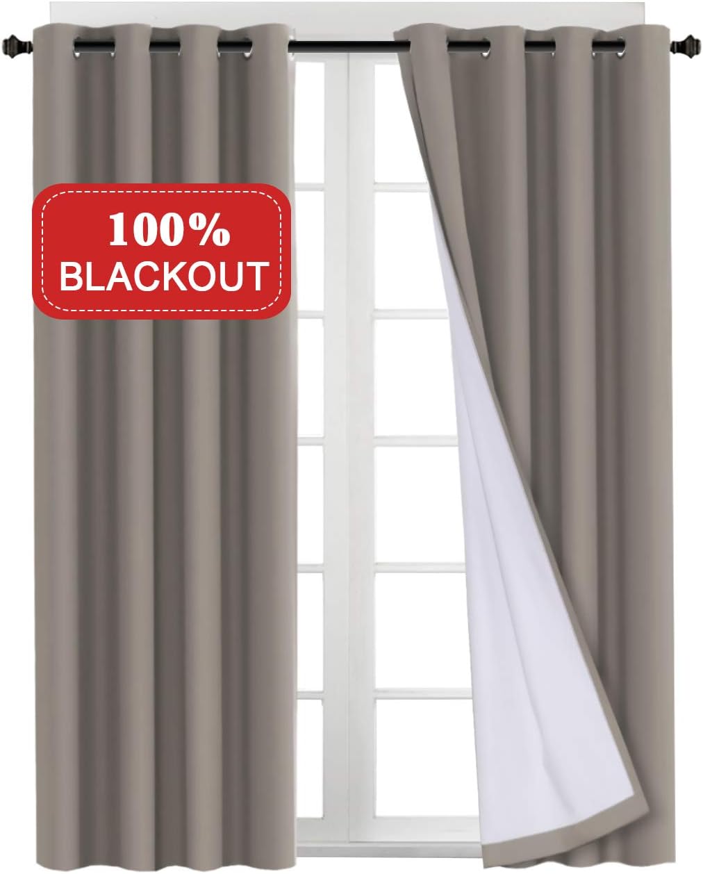 Blackout Curtains Extra Long 108 Inches Thermal Insulated Blackout Curtains for Patio Sliding Doors with White Thermal Insulated Liner Waterproof B07HDZYSLC