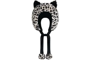 Markest Plush Leopard Hat Novelty Animal Hat Leopard Hat with Ears Furry Winter Hat Party Costume Hood