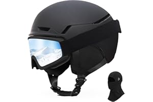 MXJ GEAR Ski Helmet with Goggles Set,DXH-816 Snowboard Helmet for Adults-with 6 Vents, PC Shell and EPS Foam, Snow Helmets for Men Women Youth