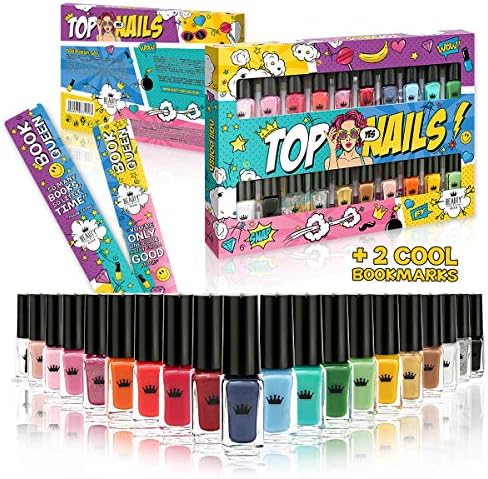 Set of 20 Nail Polish Varnish 20 Different Colours Luxury Box 2 Bookmarks UK