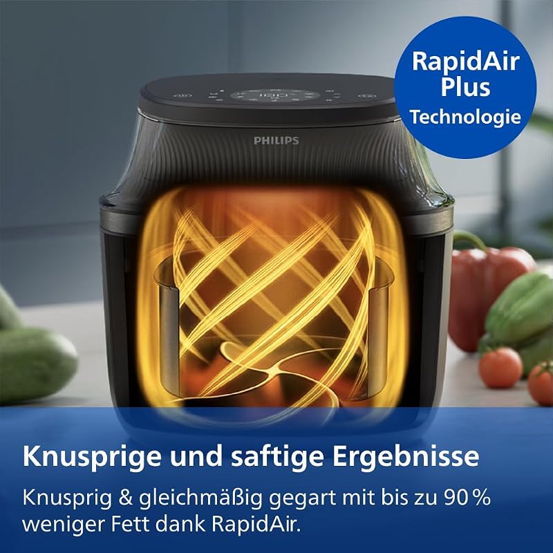 Airfryer 3000 Serie Heißluftfritteuse, Schwarz, 6,2L