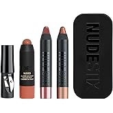 Nudestix Sunset Nudes Mini Kit – 3-Piece Cream Blush, Bronzer & Glossy Lip Set for Cheeks, Eyes & Lips | Travel-Size, Multi-Use Vegan Makeup for a Radiant, Beachy Glow