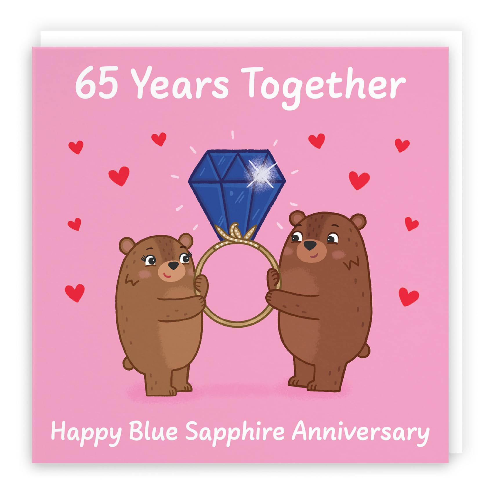 Hunts England - Cute 65th Anniversary Card - Blue Sapphire Anniversary - Bears - 65 Years - For Him, Her, Couple, Men, Women - Love Story Collection