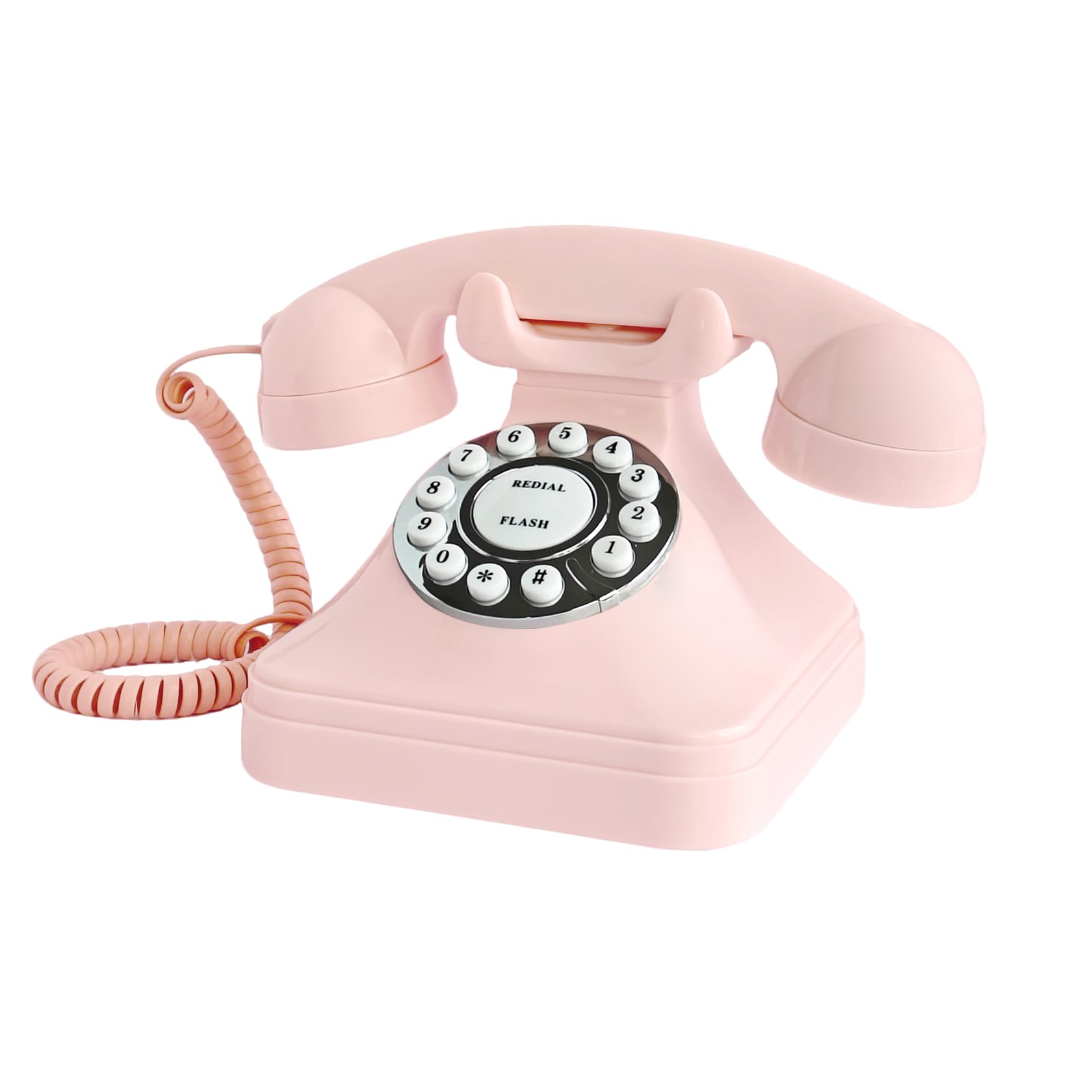 Photo 1 of TelPal Corded Pink Retro Landline Home Phone, Basic Pink Decorative Analog Telephone Set, Senior Phone for Home/Office/Hotel