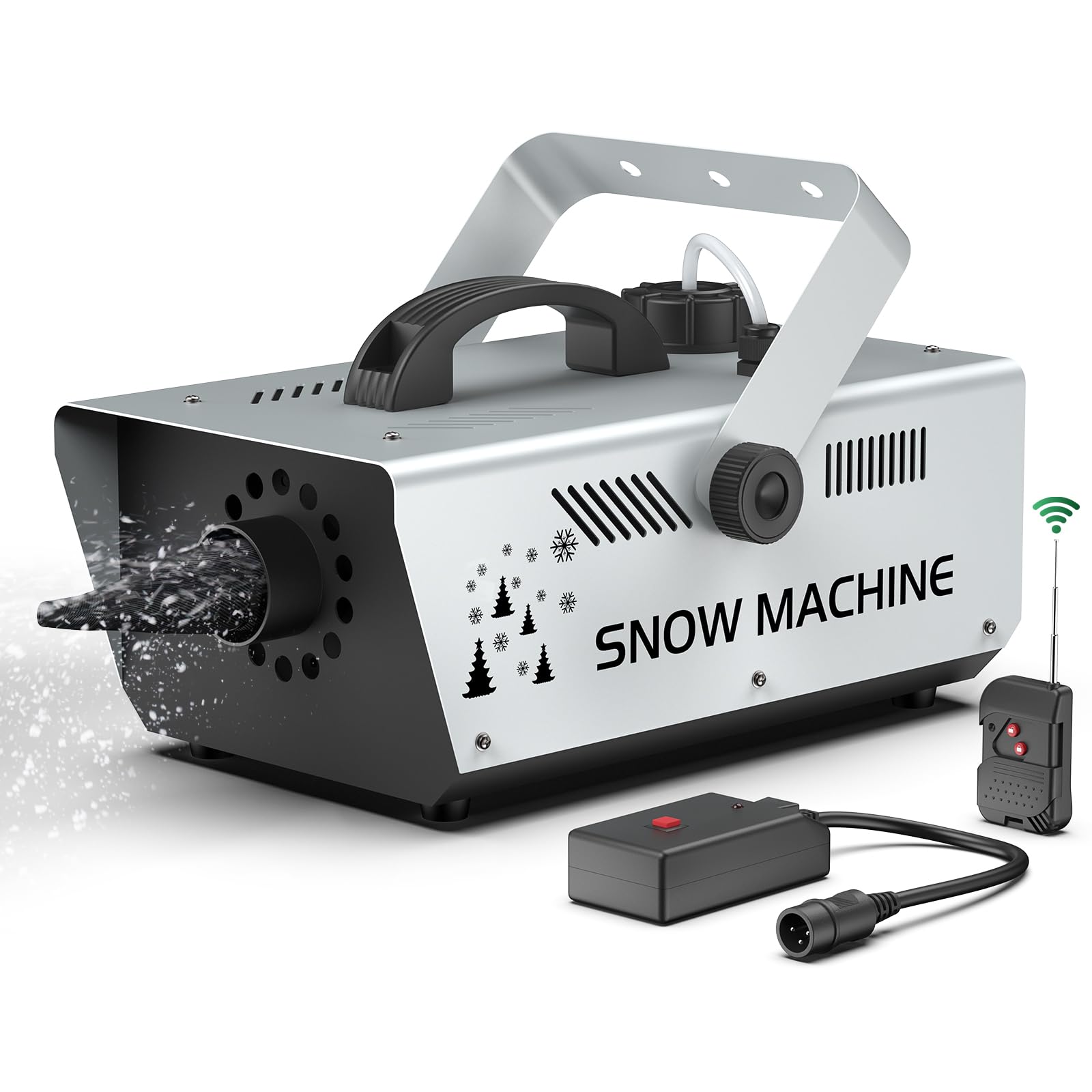 Photo 1 of 1000W Snow Machine With Wireless Remote Control and Wired Control 1L Tank Adjustable Snowflake Size Snowmaker for Christmas Wedding Photography Parties Kids Stage Parades DJ Parties