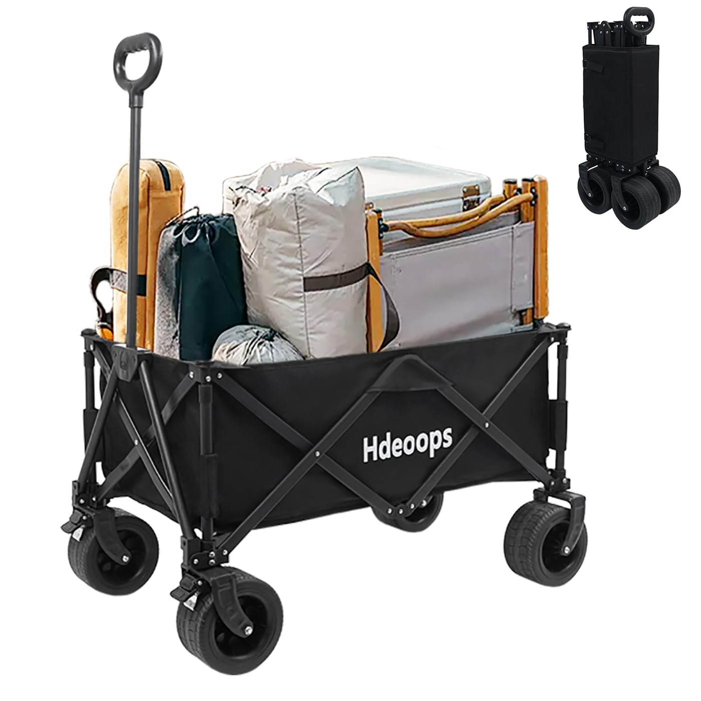 Photo 1 of Collapsible Wagon Cart Foldable with Big All-Terrain Beach Wheels, Heavy Duty Folding Utility Wagon, 330lbs Weight Capacity Garden Cart for Shopping, Camping, Gardening, Sports Travel and Beach