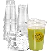 Artpreti 16 oz Clear Plastic Cups with Strawless Sip Lids, Disposable Plastic Coffee Cups with Lids, To Go Cups for Iced Coffee, Smoothies, Soda, or Any Cold Drinks, 25Sets