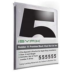 iSYFIX Black Vinyl Number 5 (Five) Stickers - 6