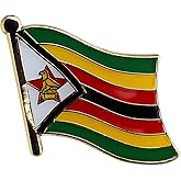 Zimbabwe Flag Die-struck Metal Single Lapel Pin with Butterfly Clasp Closure