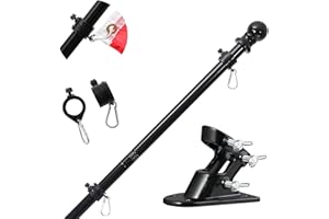 TALITARE Flag Pole with Bracket,5FT/6FT Flagpole Kit American Flag with Pole Holder Mounting Bracket Stainless Steel Heavy Duty for Garden Yard Truck Boat Rustproof (5FT, Black Flag Pole With Black Bracket)