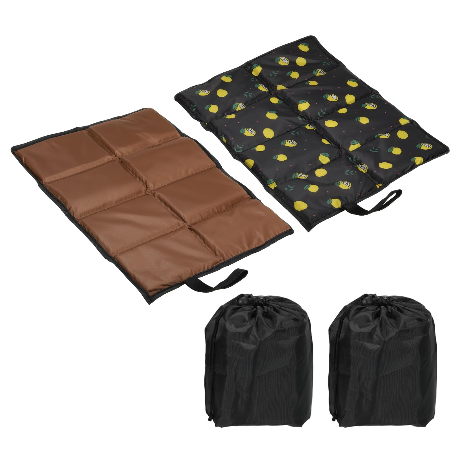 PATIKIL 15.7"x11.6"x0.4" Foldable Hiking Seat Pad, 2 Pack Cushion Sitting Pads Foam Mat Ultralight Waterproof for Outdoor Camping Picnic, Brown/Yellow Black