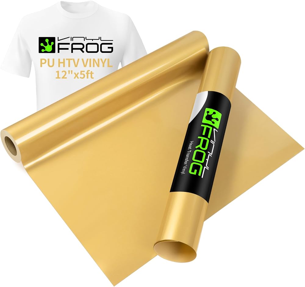 VINYL FROG Heat Transfer Vinyl Roll Gold 30.5x155cm HTV for DIY T shirts