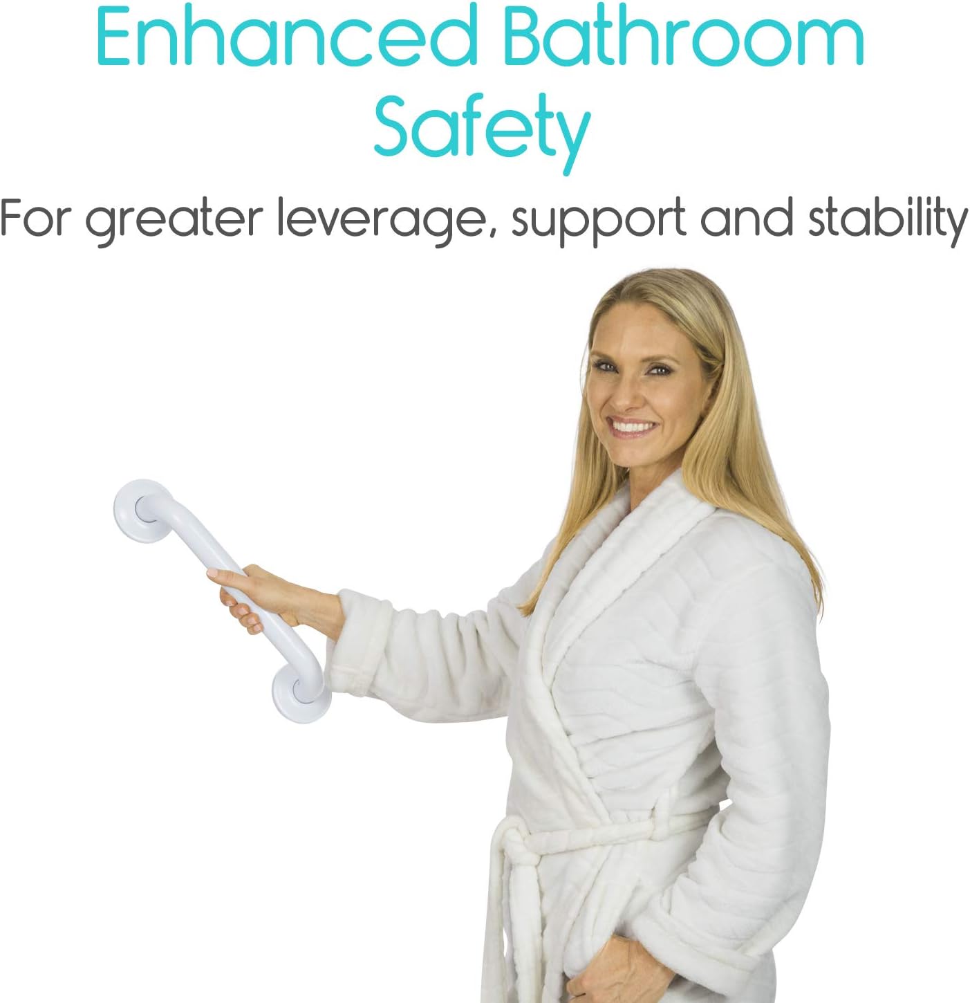 Vive Metal Grab Bar - Balance Handrail Shower Assist - Bathroom and Bathtub Mounted Safety Hand Support Rail - Stainless Steel Wall Mount for Handicap, Bath Handle, Elderly, Disabled, Injury (12 Inch): Health & Personal Care