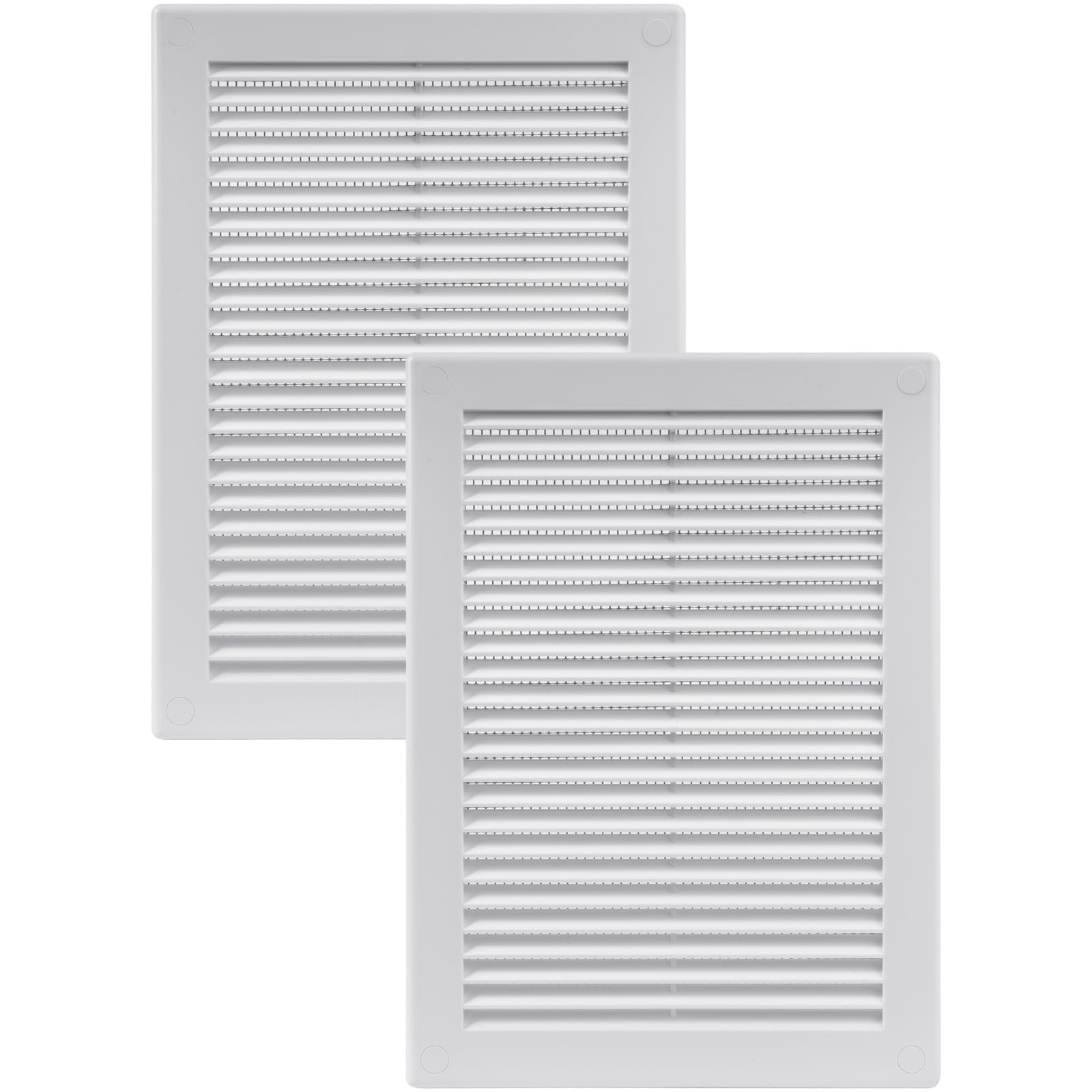 Vent Systems 180 x 250 mm / 7" x 10" Inch White Soffit Vent Cover - Pack of 2 - Flat Rectangular Air Vent Louver - Grille Cover - Built-in Insect Screen - HVAC Vents for Bathroom, Home Office, Kitchen