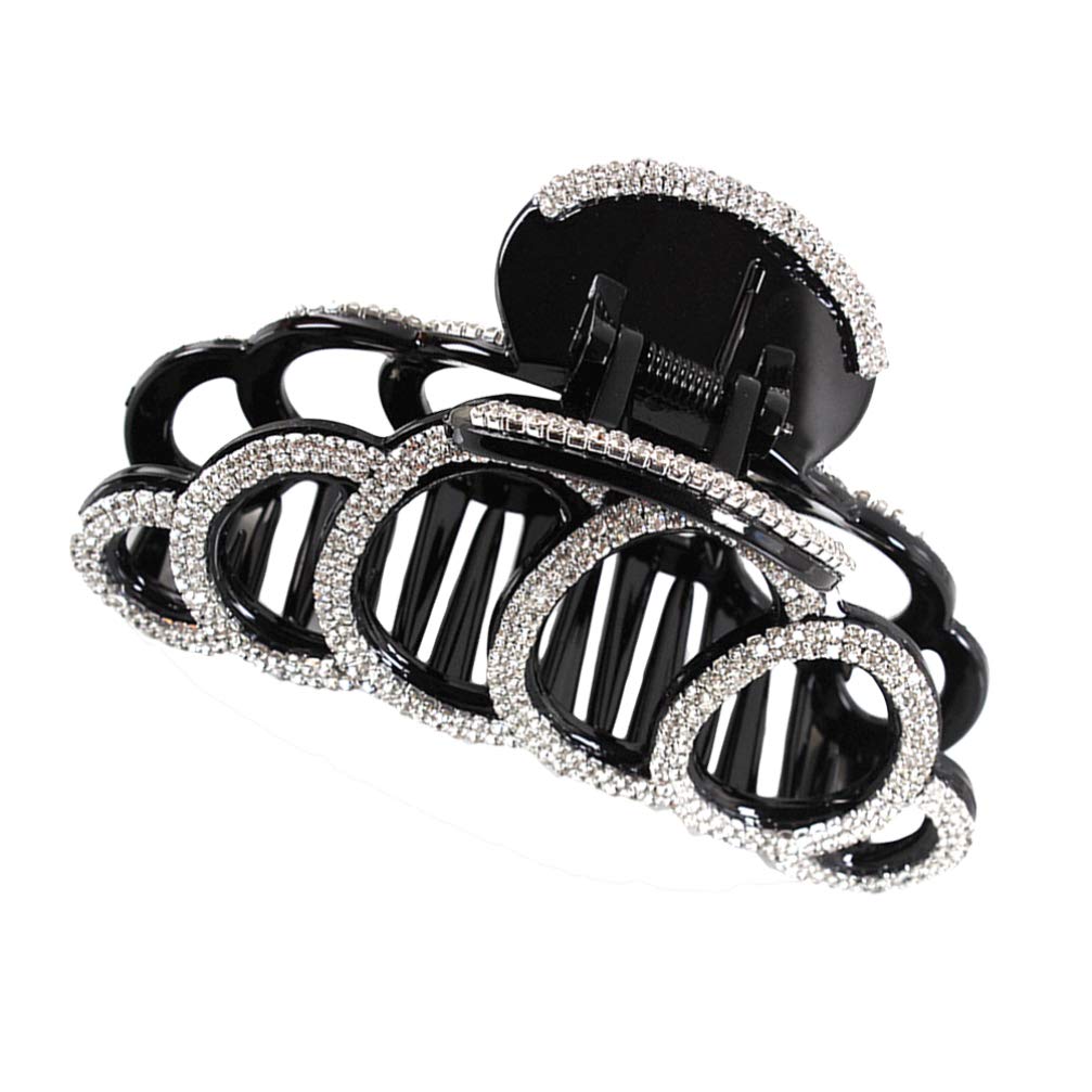 SOLUSTRE Large Rhinestone Hair Claw Clip for Women Durable Jaw Clamp Hair Accessory Sparkly Diamond Clamps for Styling and Daily Use