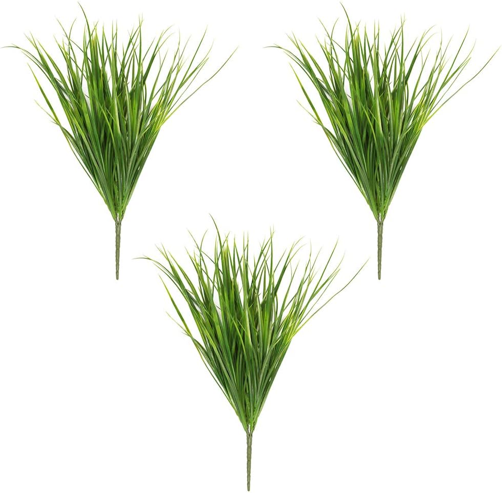 Sn Decor Artificial Grass Bush Plant Set of 3 Green Grass