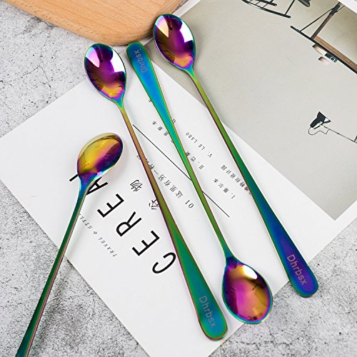 image for Dhrbsx Long-handled ice tea spoon, cocktail stir spoons, stainless ste