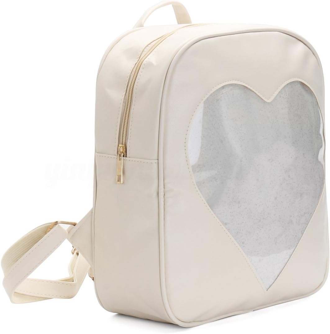 ITA Bag Cream Transparent Glitter Heart Backpack Harajuku Purse Traveler Bag Girls