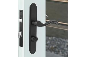 ReigaHood US Flat Slot Storm Door Handle Complete Set Fits for Larson and Wright Screen Door Hardware, 2-1/2" Handle PZ, 7/8" Backset, 7-1/4" Trimplate H.C., Non-Handed, Matte Black