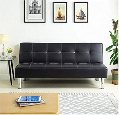 hogar 24 sofa cama clic clac tapizado en piel ecologica color negro simply