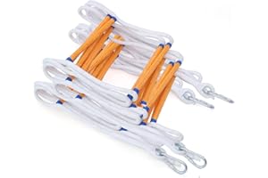 XINSHUNCAN Emergency Fire Escape Ladder 10M Flame Resistant Safety Extension Rope Ladder with 2 Hooks, 3-7 Story Homes Reusable Compact & Portable External Ladder (10M / 32.8FT)