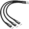 GELRHONR USB C Splitter Cable,USB A Male to 3 Type-C Male Charge Cable,3 in 1 Nylon Braided Charging Cord with 3x0.2m Cable, 5A Fast Charge,Compatible with Mobile/Android and More （0.65FT-0.2M）