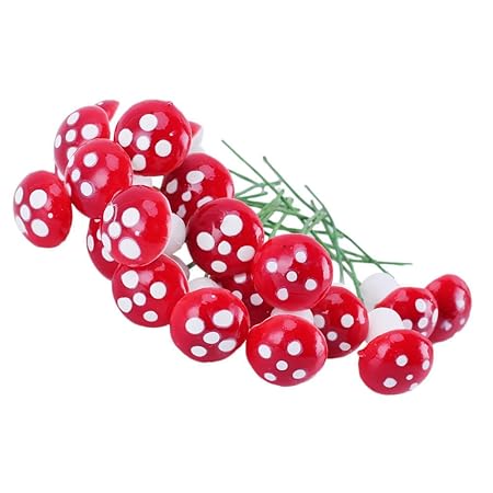 Wonderland Set of 20 : Poly Resin 0.5 inches Mushrooms for Bonsai/Planter/Garden/Terrarium/Miniature Garden, Fairy Garden Decor Decoration