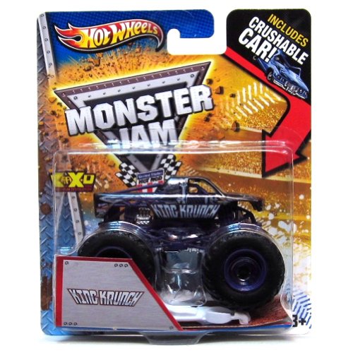 King Krunch Hot Wheels Monster Jam Purple Die Cast Truck 1:64 with Crushable Car X8989