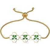EcoJewere Four Leaf Clover Bracelet, Adjustable Handmade Pressed Flower Bracelets, Real Four Leaf Clover Resin Bracelet, Personalized, The Sign of Good Fortune