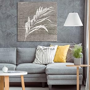 Square Canvas Wall Art - White Folliage Wood Effect Canvas - Giclee Print Gallery Wrap Modern Home Art Ready to Hang - 12x12 inches