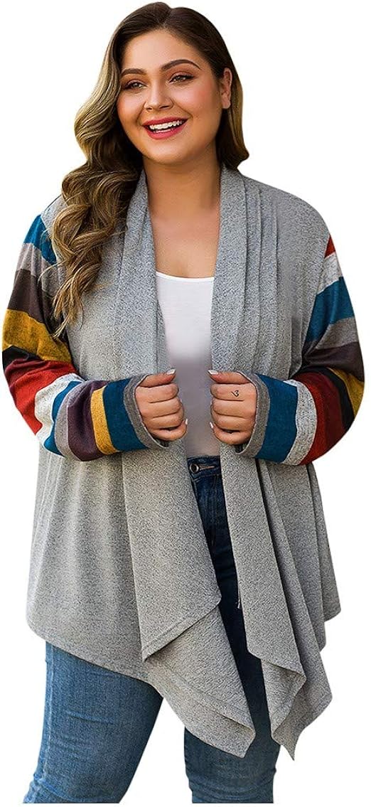 Amazon.com: Yemenger Women's Plus Size Cardigan Long Sleeve Open Front Drape Cardigans 