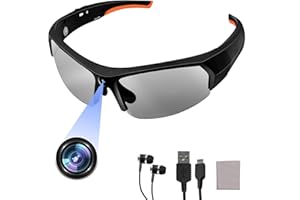 UYIKOO Video Camera Smart Glasses, HD 1080P Spy Sunglasses for Men Women, Bluetooth Glasses with Earphones, Built in 32GB Memory Card Camera Glasses for Sports & Outdoors