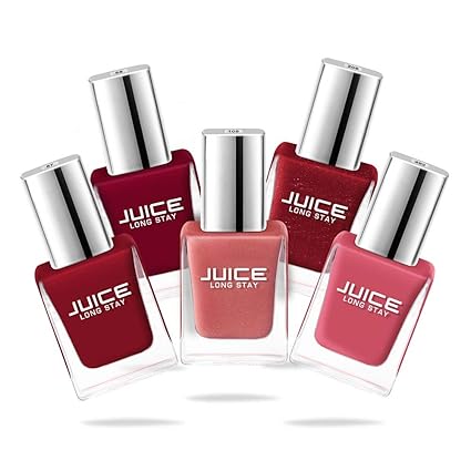 Juice Nail Polish Pack of 5 Coral Sunset/Amber Red/Firey Red/Coral Pink/Lobster Red GLOSS COMBO_29