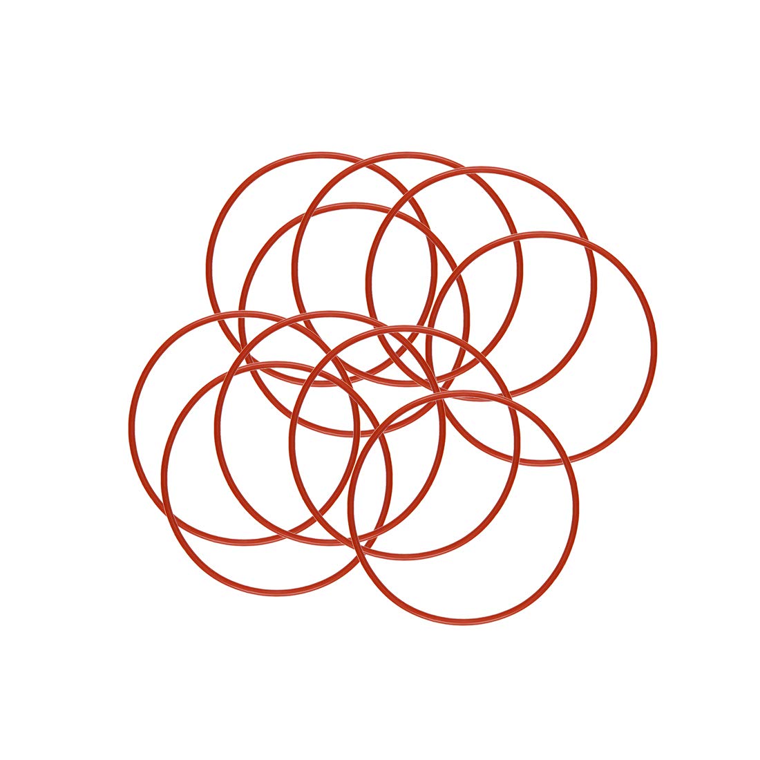 Photo 1 of uxcell Silicone O-Ring, 36mm OD, 34mm ID, 1mm Width, VMQ Seal Rings Gasket, Red, Pack of 10