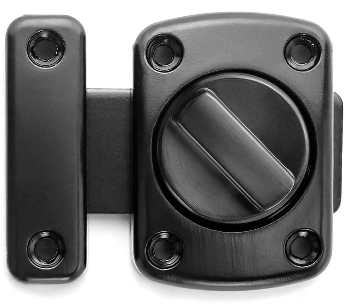 ZiYuya Bathroom Toilet Door Lock Latch, Rotate Bolt Gate Latch Sliding Door Lock, Bar Barn Door Latch for Wine Cabinet Closet Window Swivel Lock Door Lock Latch (Black)