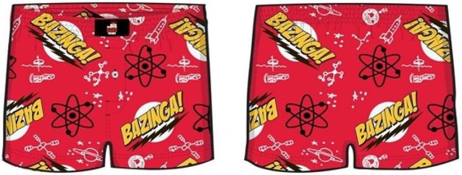 Big Bang Theory Bazinga Pattern Men's Red Boxer Shorts | S