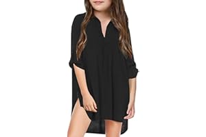 Cover Up Shirts for Kids Girl's Swimsuit Beach Chiffon Beachwear Teen Short Sleeve Bathing Suit Cover Up Beach Outfits