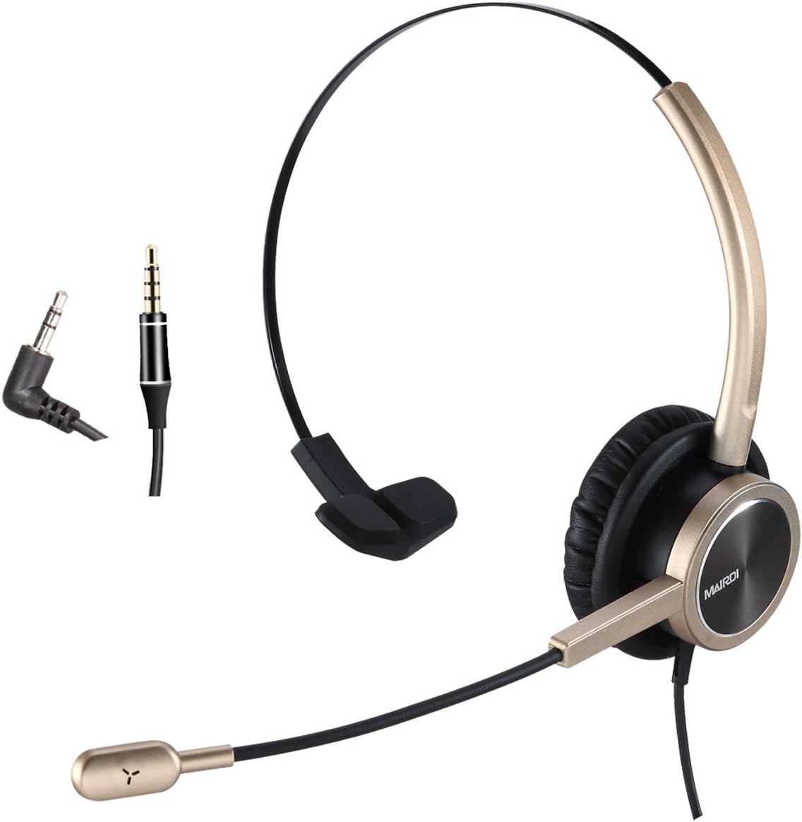 2.5mm Telephone Headset with Noise Cancelling Microphone for Jabra Cisco Polycom Panasonic Zultys Gigaset Including 3.5mm Connector for Mobiles