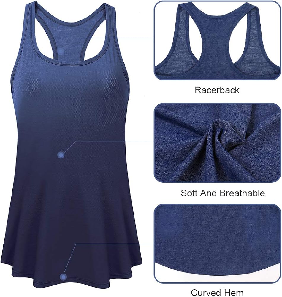ATTRACO Racerback Tank Tops Scoop Neck Running Training Tanks Moisture Wicking: Clothing